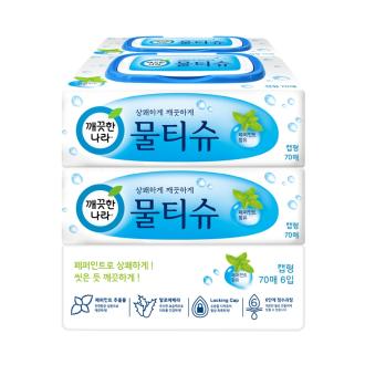 깨끗한나라 물티슈 캡 70매*6상세보기